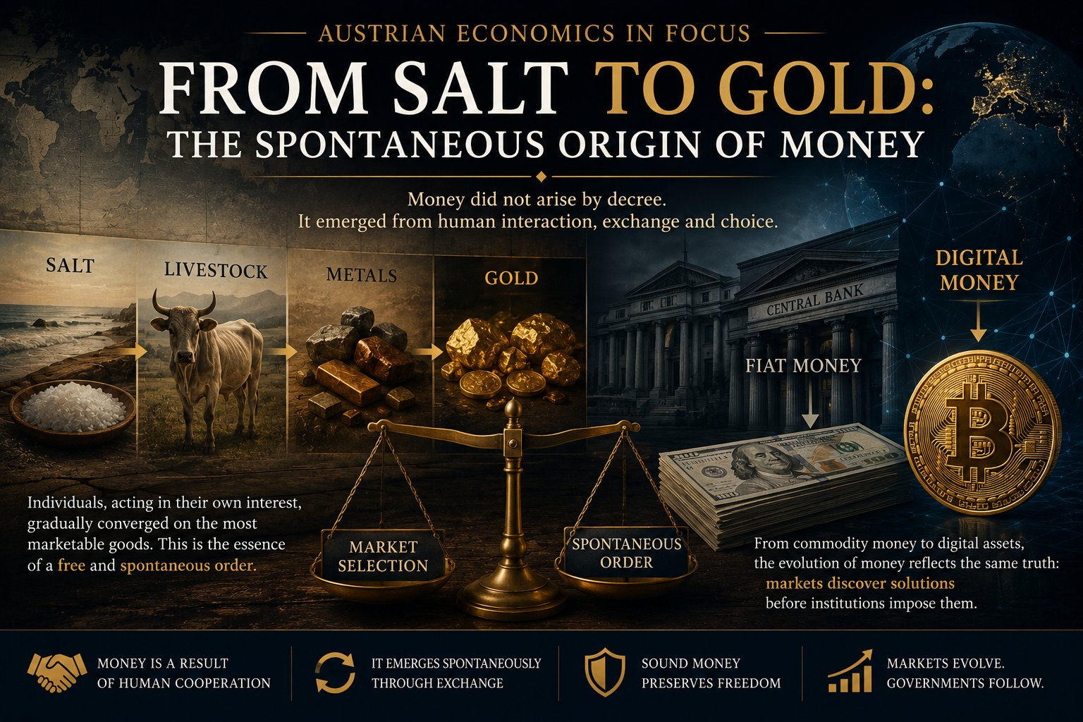 From Salt to Gold: The Spontaneous Origin of Money